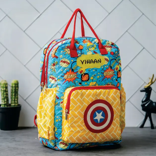 Personalised Box bagpack Big double chain Superhero (2)