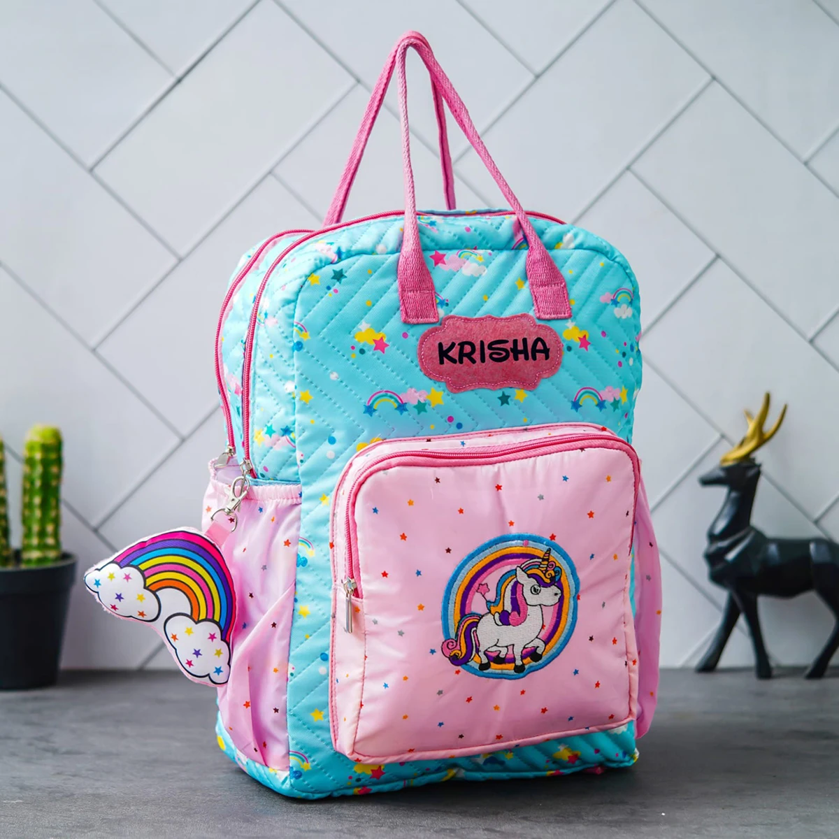 Personalised Box Bagpack Big Double Chain Unicorn