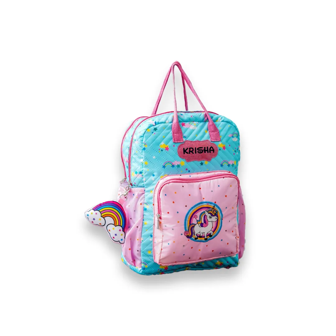 Personalised Box bagpack Big double chain unicorn