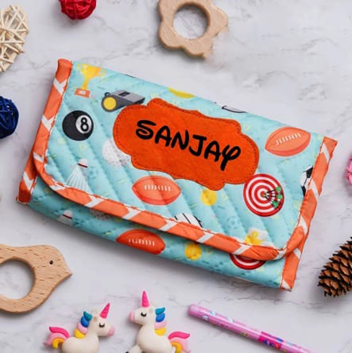 Personalised Mini 3 fold multi purpose pouch Sports (3)