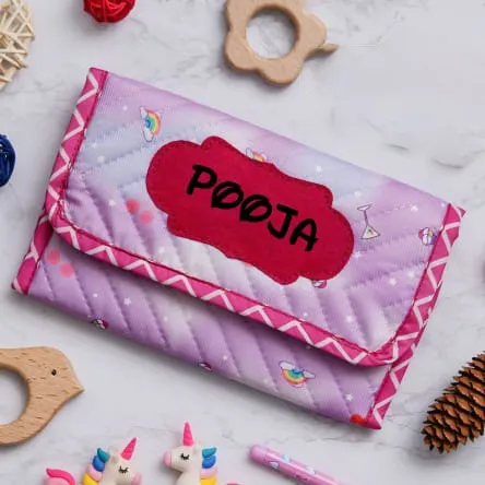 Personalised Mini 3 fold multi purpose pouch Unicorn (3)