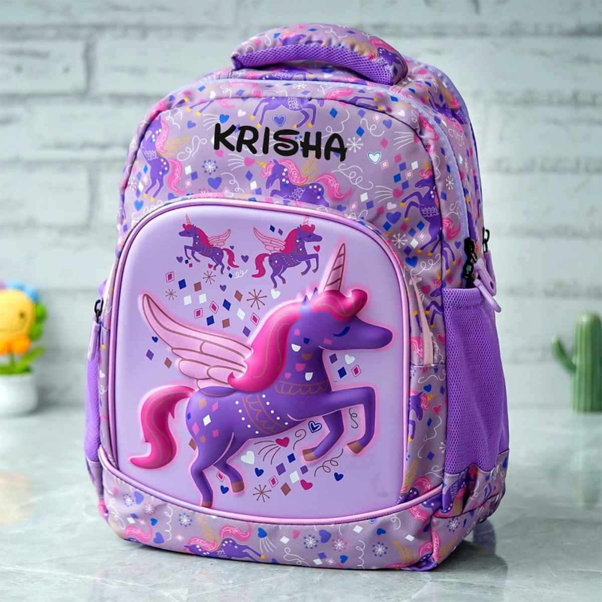 Personalised Large Backpack Combo - Unicorn Purple - Image 2