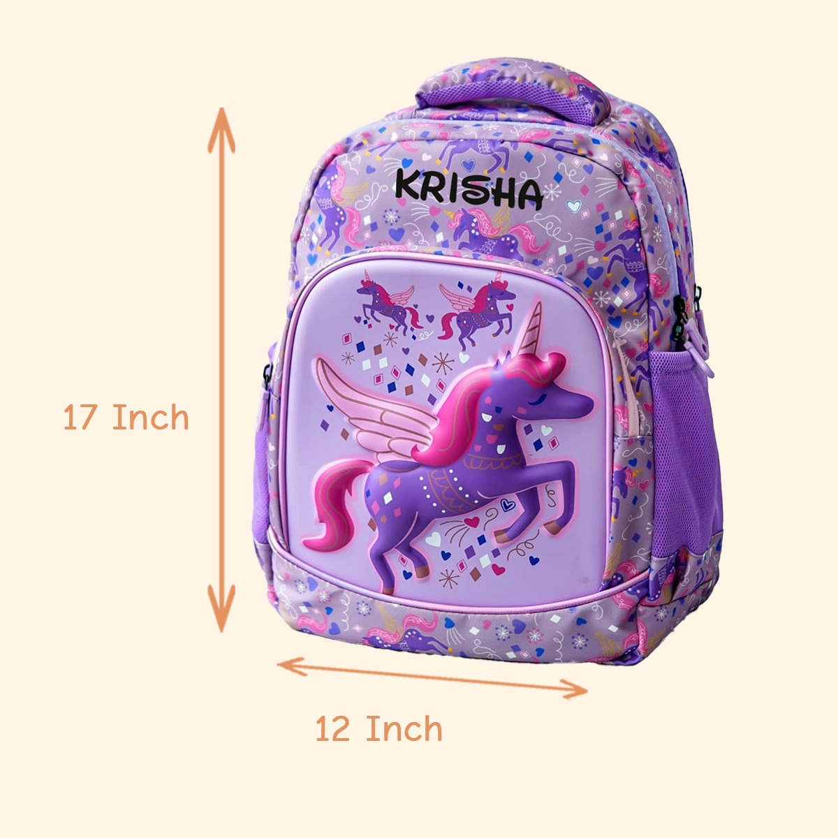 Personalised Large Backpack Combo - Unicorn Purple - Image 3
