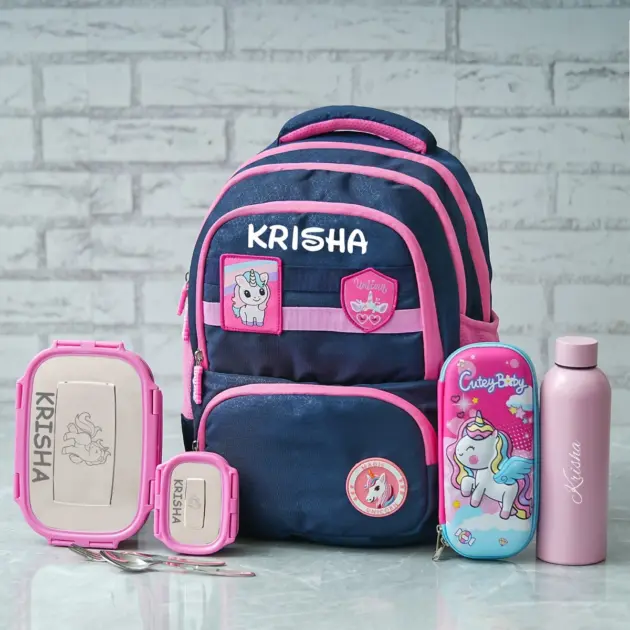 Personalised Medium Backpack Combo - Unicorn