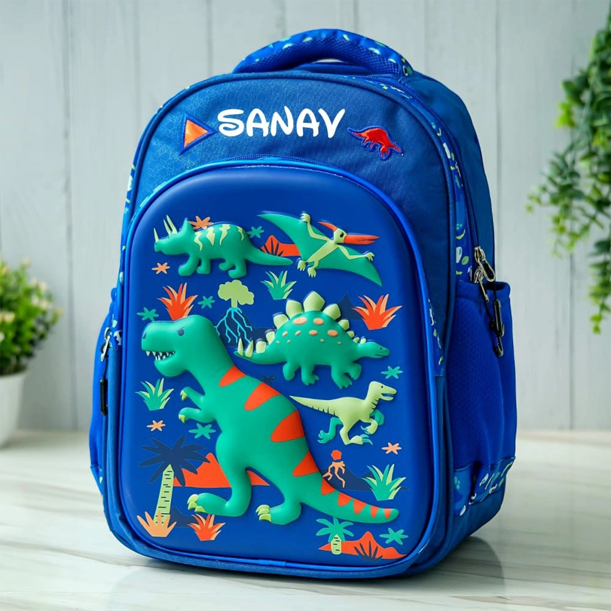 Personalised Premium Medium Backpack Combo - Dinosaur Blue - Image 2