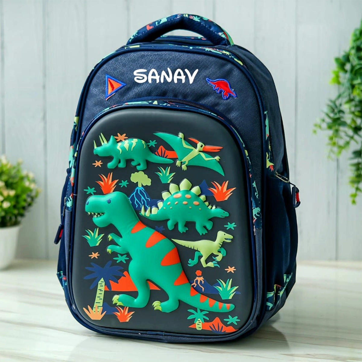 Personalised Premium Medium Backpack Combo - Dinosaur Navy - Image 2