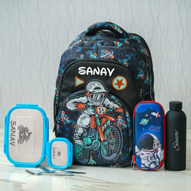 Personalised Biker Large Backpack Combo