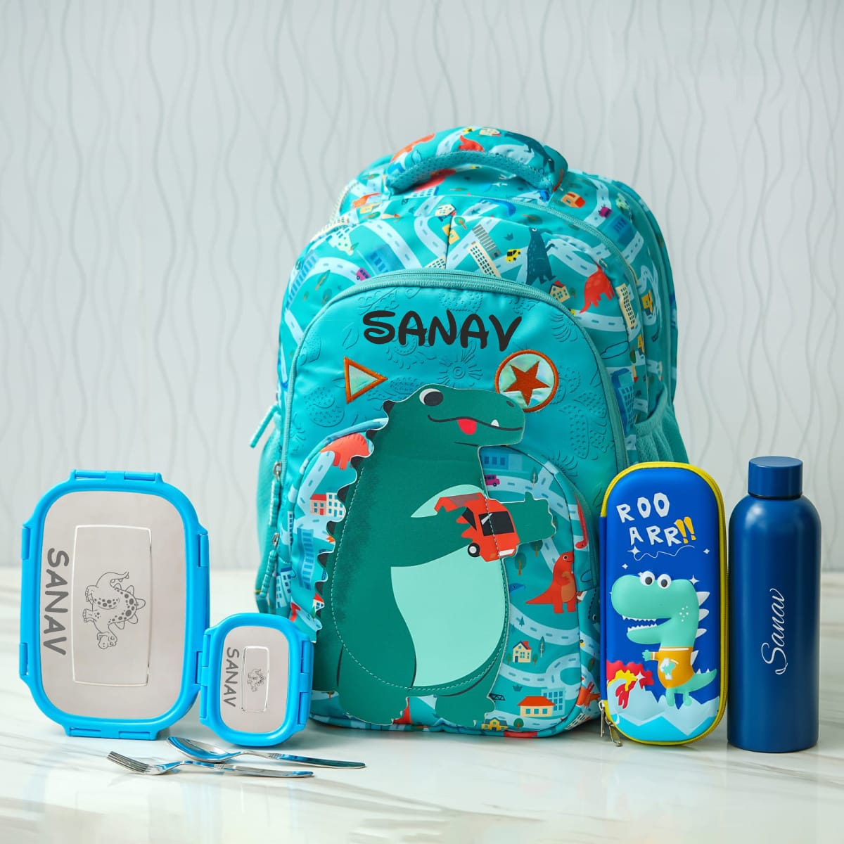 Personalised Dinosaur Large Backpack Combo