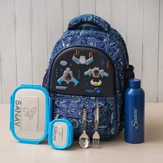 Personalised Gameover Backpack Combo - Blue