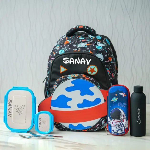 Personalised Space Large Backpack Combo
