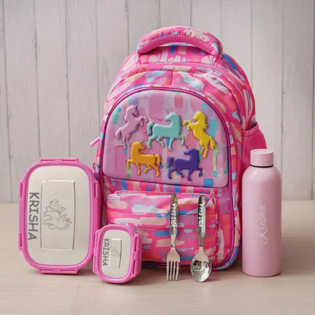 Personalised Unicorn Backpack Combo - Pink