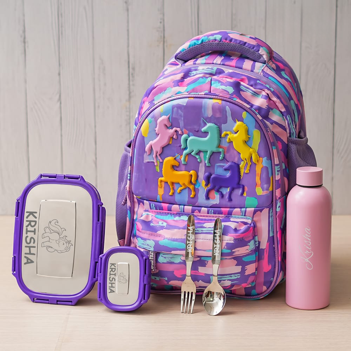 Personalised Unicorn Backpack Combo - Purple