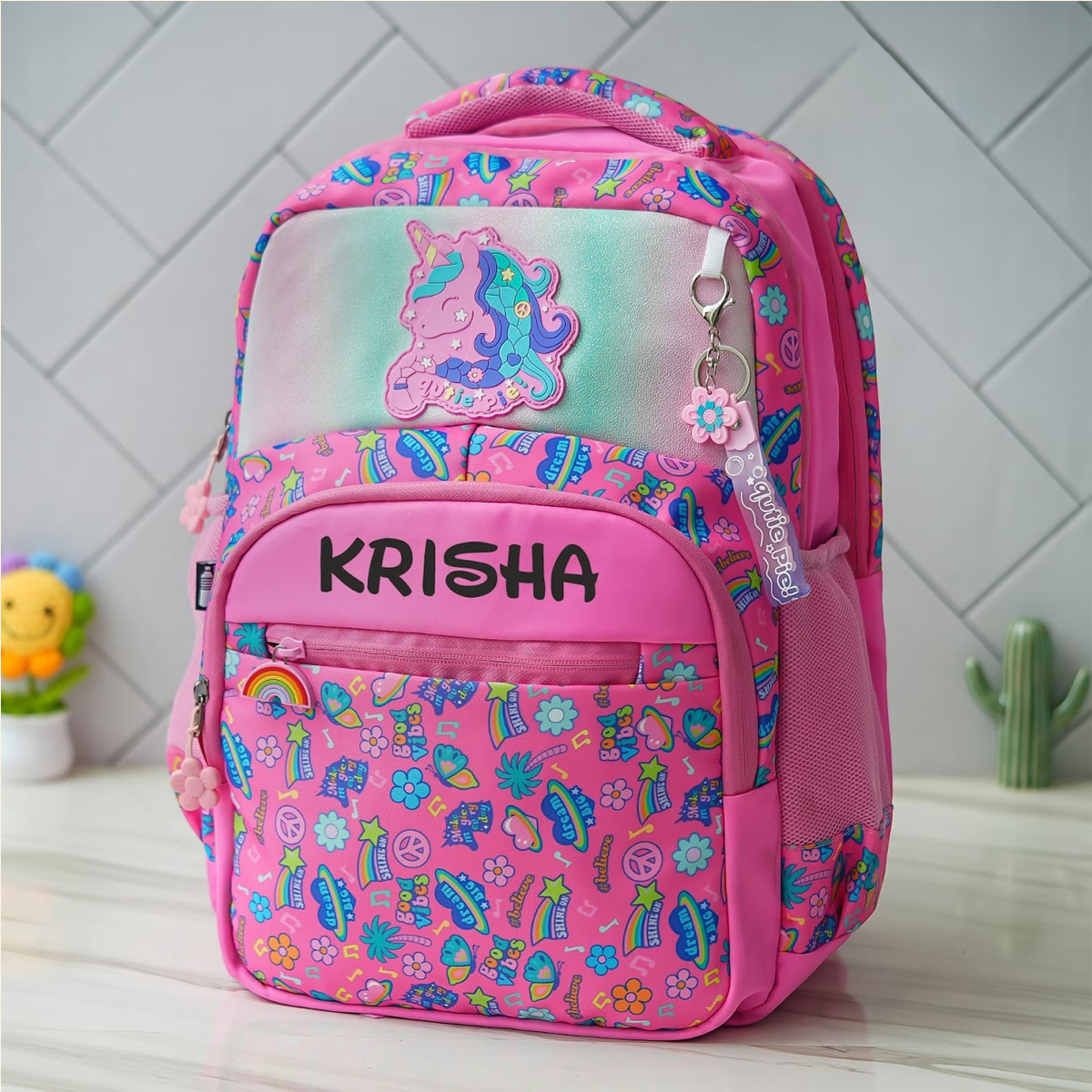 Personalised Unicorn Holographic Backpack - Pink