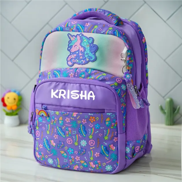 Personalised Unicorn Holographic Backpack - Purple